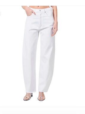 Agolde Luna pierced barrel jeans in white size 25